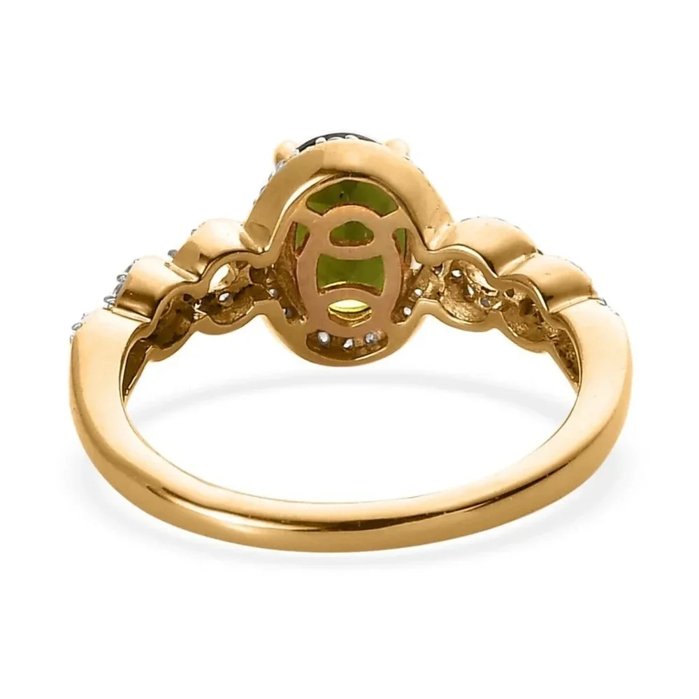 Chrome Tourmaline & White Ziron Halo Enfinity Style Ring.